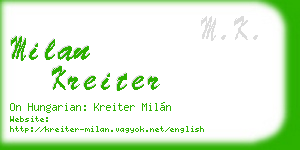 milan kreiter business card